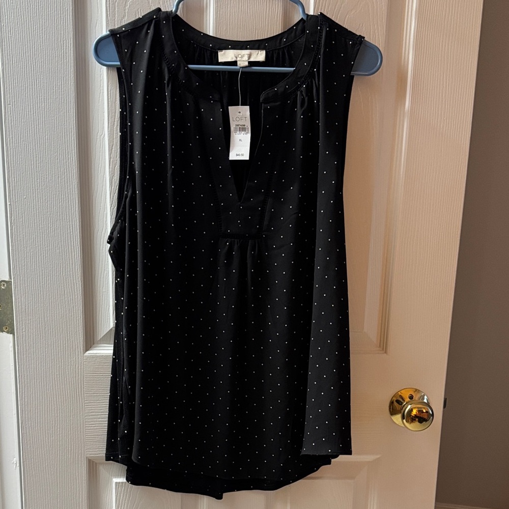 LOFT | Black Sleeveless Polka Dot Top